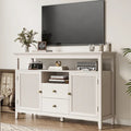 Weißes Rattan-Sideboard mit Schubladen und verstellbaren Einlegeböden