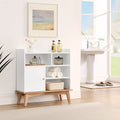 Mueble de almacenamiento bicolor con base de madera natural para suelo, sala de estar y dormitorio