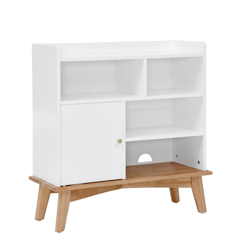 Mueble de almacenamiento bicolor con base de madera natural para suelo, sala de estar y dormitorio