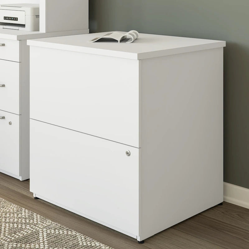 28-Inch 2-Drawer Lateral File Cabinet with Lock Charcoal Gray White Finish