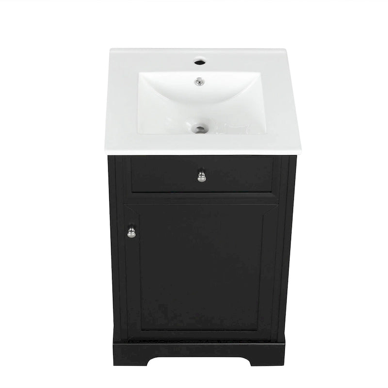 20-Inch Freestanding Bathroom Vanity with White Ceramic Undermount Sink, Gray or Black
