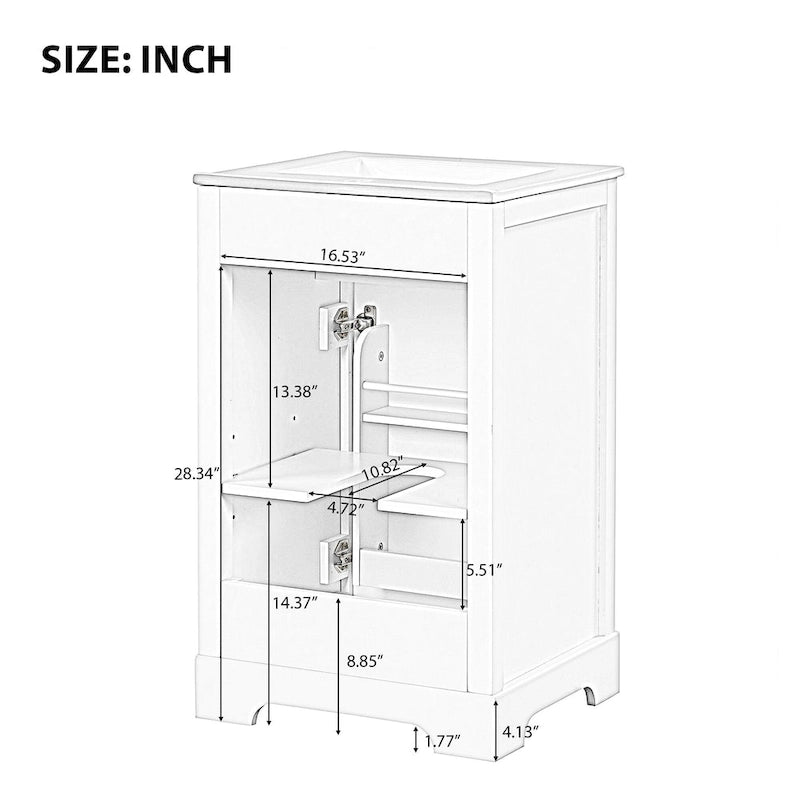 20-Inch Freestanding Bathroom Vanity with White Ceramic Undermount Sink, Gray or Black