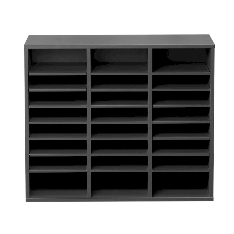Organiseur de dossiers et de documents en bois à 24 compartiments avec étagère réglable, pour bureau