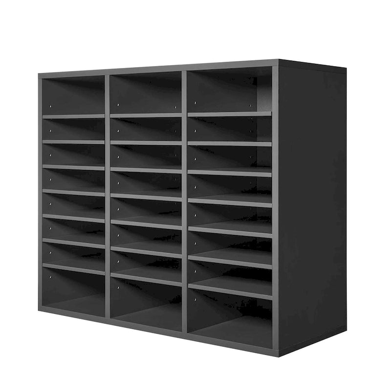 Organiseur de dossiers et de documents en bois à 24 compartiments avec étagère réglable, pour bureau