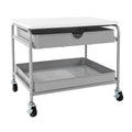 Druckerwagen zur Aufbewahrung unter dem Schreibtisch mit ausziehbarem Korb, Silber und Weiß, rollbar