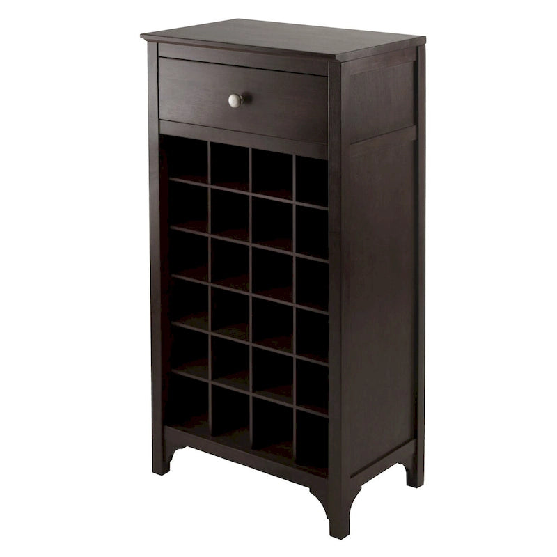 Espresso-Weinschrank aus Holz mit Glashalter und Flaschenregal