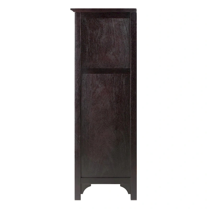 Espresso-Weinschrank aus Holz mit Glashalter und Flaschenregal