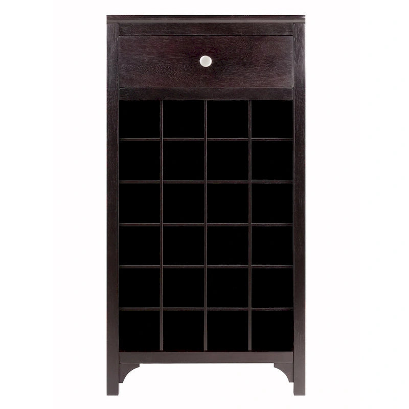 Espresso-Weinschrank aus Holz mit Glashalter und Flaschenregal