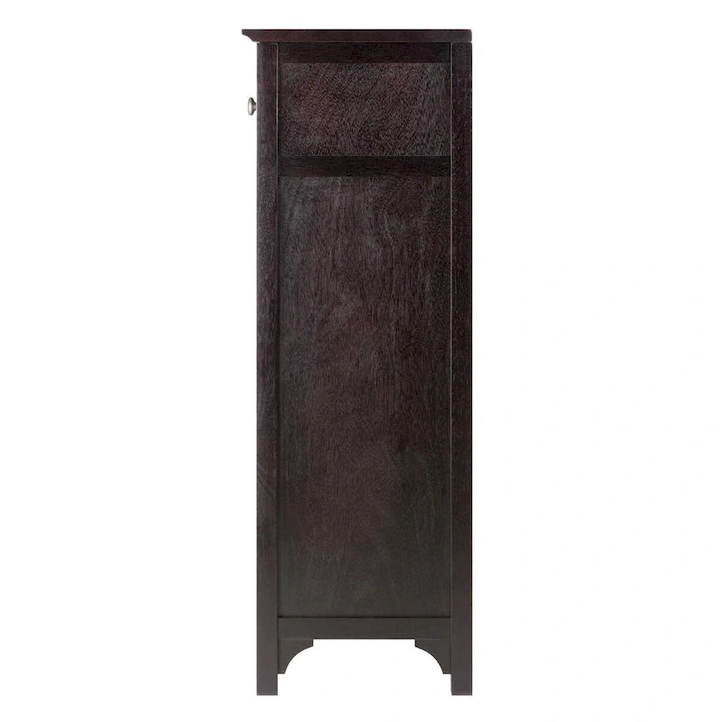 Espresso-Weinschrank aus Holz mit Glashalter und Flaschenregal