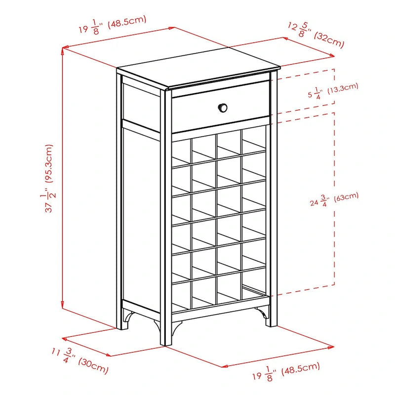 Espresso-Weinschrank aus Holz mit Glashalter und Flaschenregal