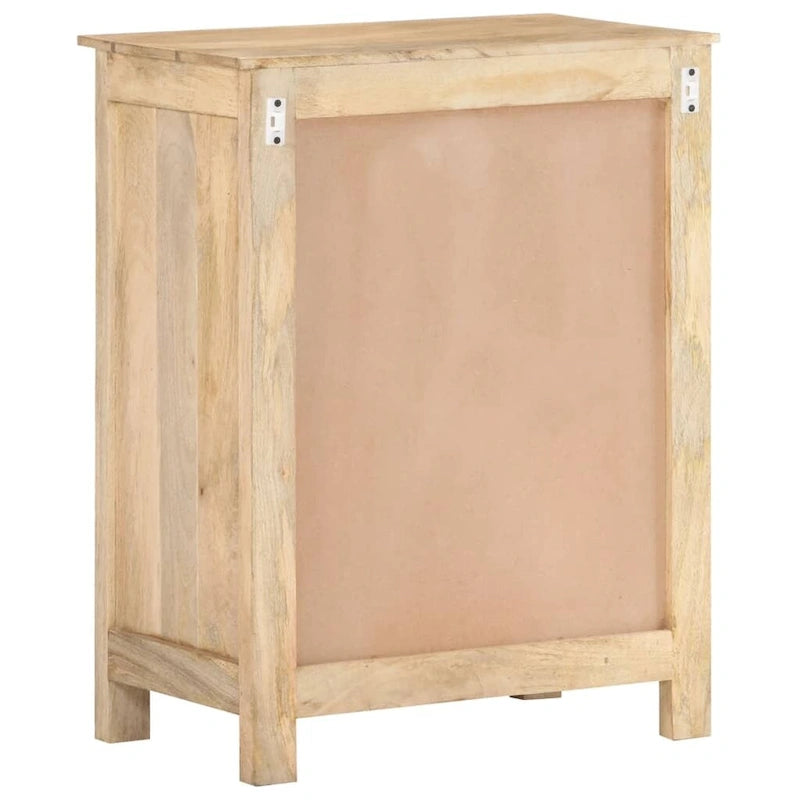 Rustikales Sideboard aus massivem Mangoholz in Braun mit dekorativen schwarzen Eisentüren