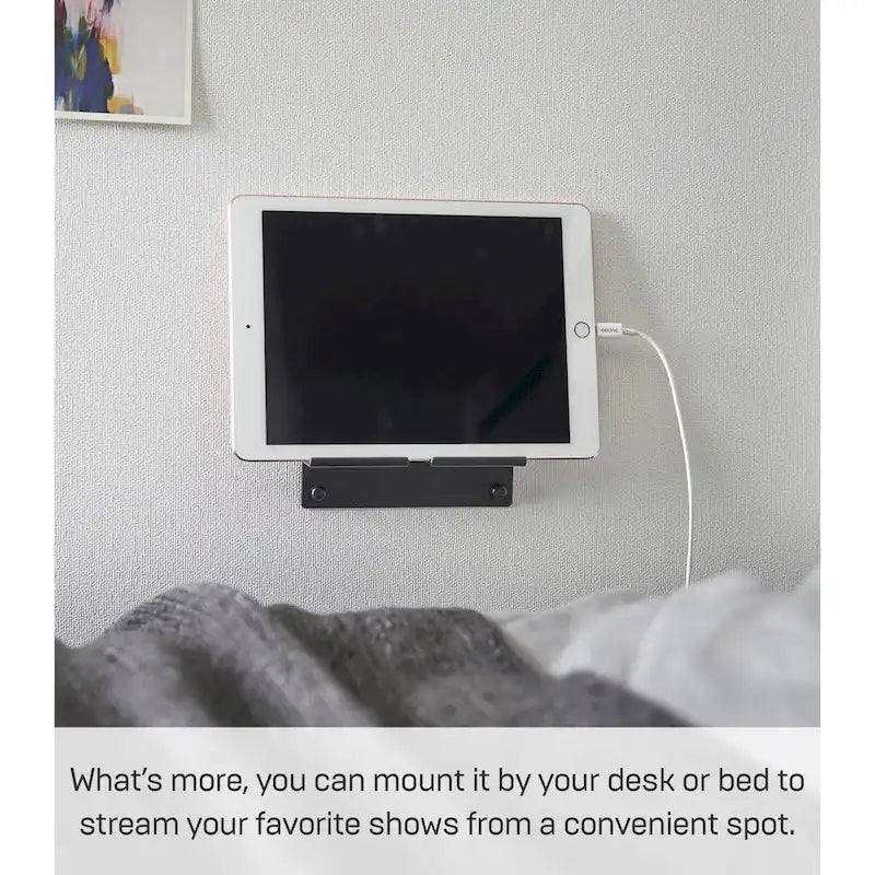 Wandmontierter Telefonhalter aus Stahl mit Ladestation und Schreibtisch-Organizer, Schwarz und Weiß