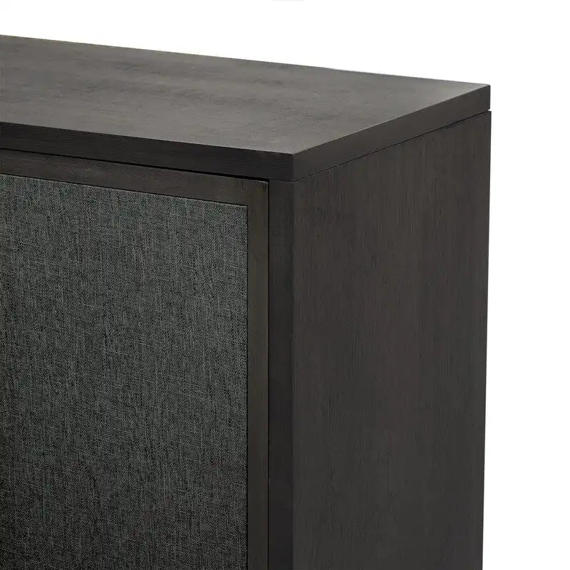 Aufbewahrungsschrank mit Leinwandtüren, Metallgriffen, Beige und Schwarz, verstellbaren Regalböden, Anrichte