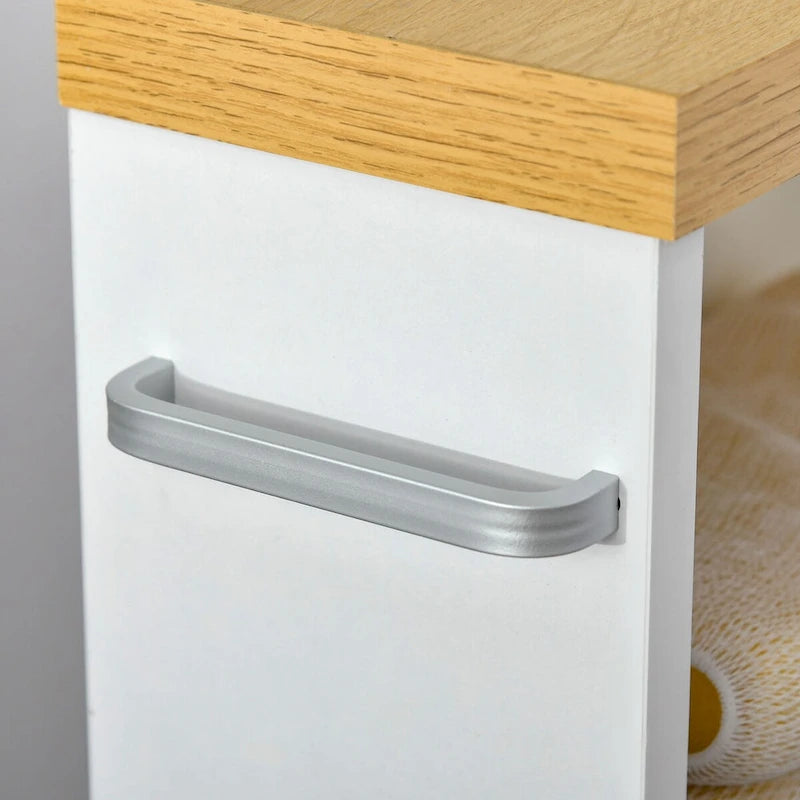 Armario estrecho rodante de almacenamiento para baño, con ruedas, de madera blanca