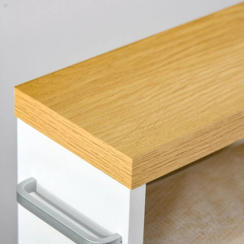Armario estrecho rodante de almacenamiento para baño, con ruedas, de madera blanca