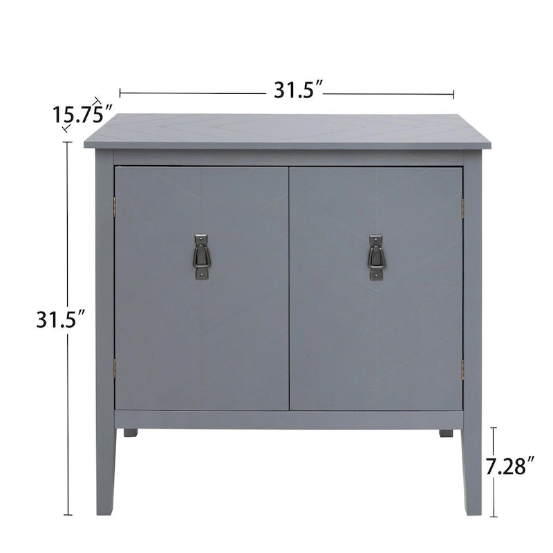 Aparador de madera vintage de 2 puertas con estantes ajustables, negro o gris