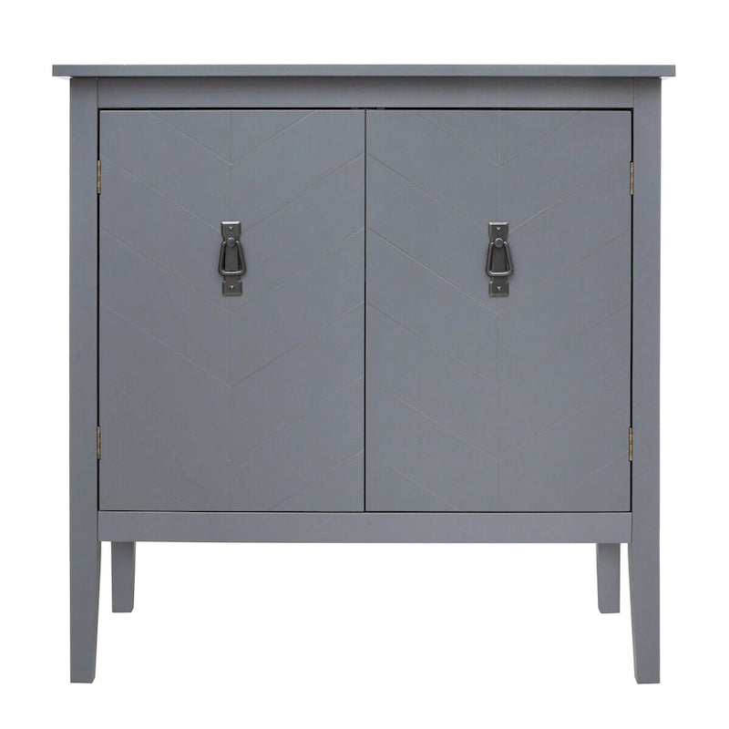 Aparador de madera vintage de 2 puertas con estantes ajustables, negro o gris
