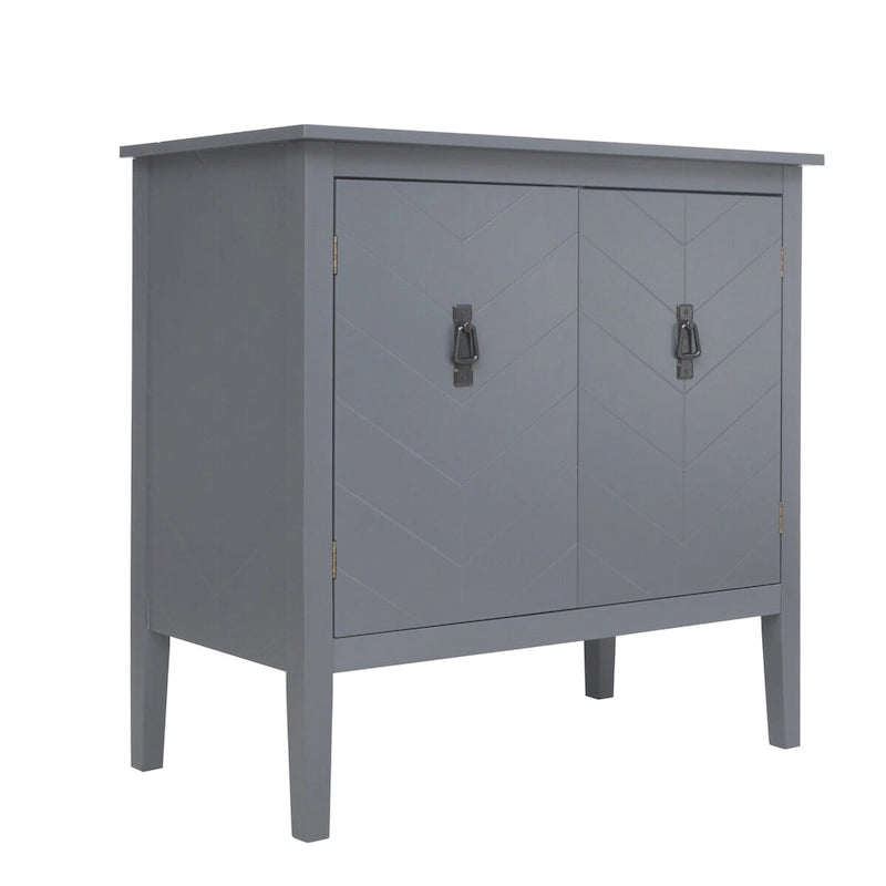 Aparador de madera vintage de 2 puertas con estantes ajustables, negro o gris