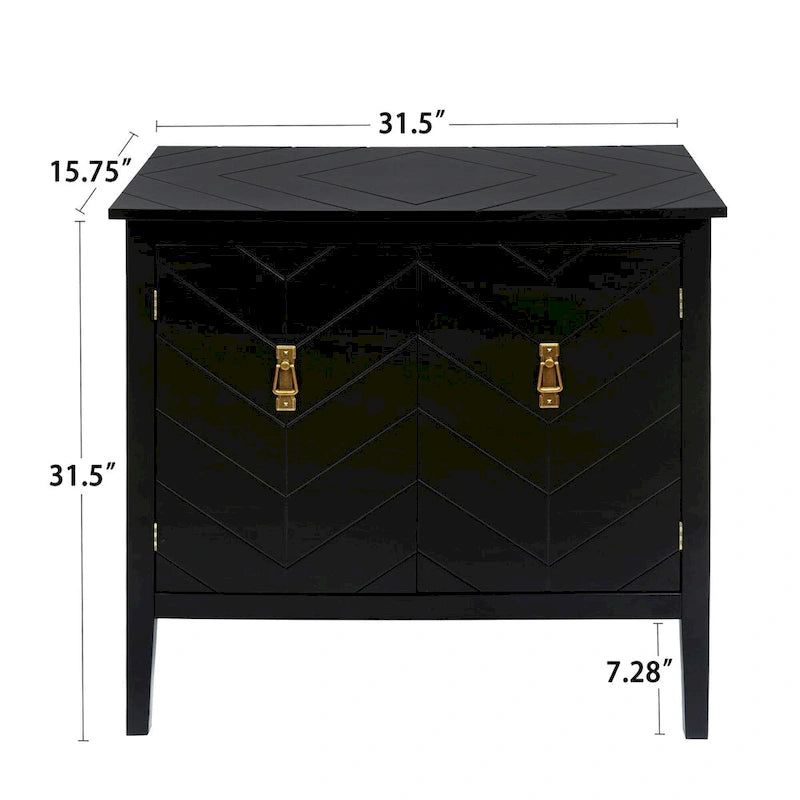 Aparador de madera vintage de 2 puertas con estantes ajustables, negro o gris