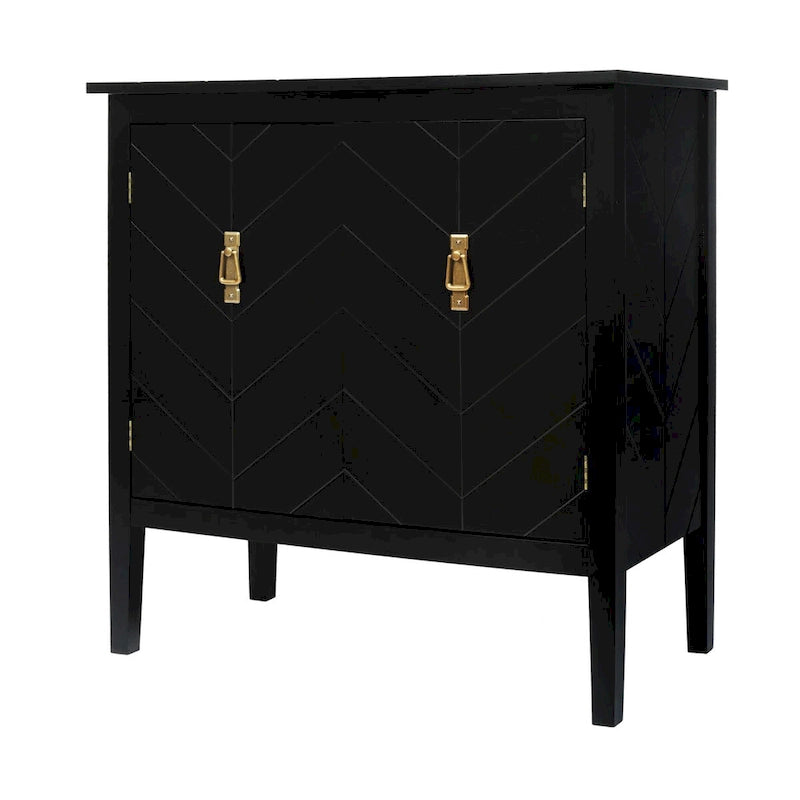 Aparador de madera vintage de 2 puertas con estantes ajustables, negro o gris