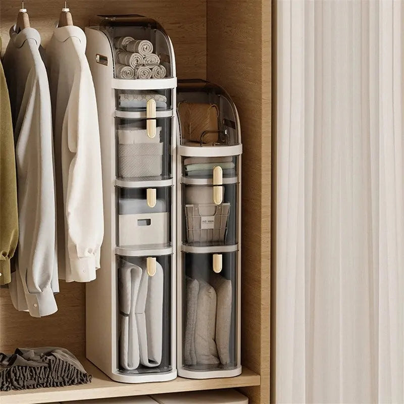 Waterproof Bathroom Floor Storage Cabinet with Transparent Drawers and Flip Top