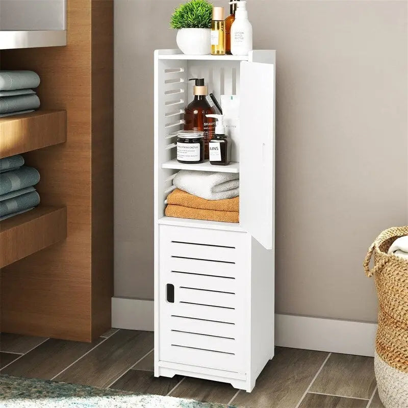 Freestanding Waterproof PVC Bathroom Storage Cabinet with Shelves and Door