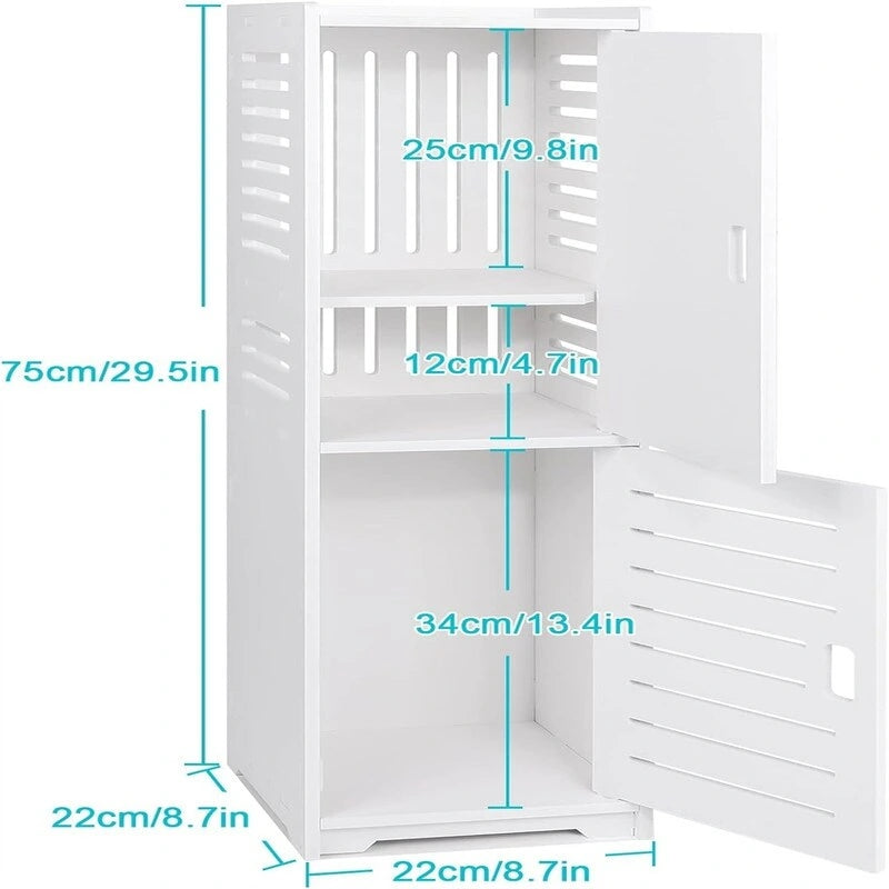 Freestanding Waterproof PVC Bathroom Storage Cabinet with Shelves and Door